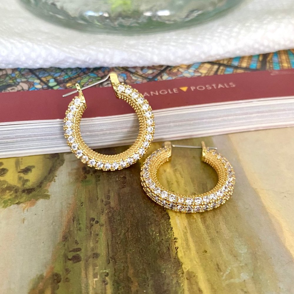 Luv AJ Small Pave Estelle Hoops Gold Matilda Djerf Style